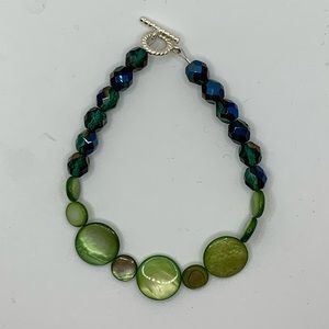 #11 Karen Kreations HAND CRAFTED Women Jewelry Beaded Bracelet 8 inch Green